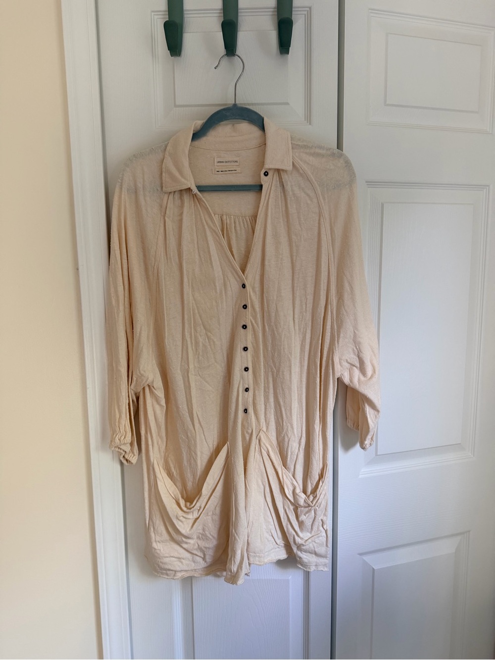 Urban Outfitters Light Cream Button-Front Women's Romper